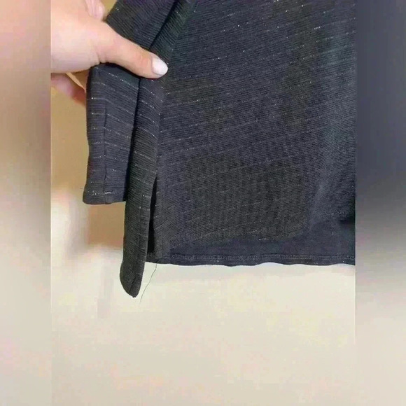 J. Jill Women’s Cowl Neck Sweater Black/Metallic Silver Stripes Size S Petite - Picture 4 of 8